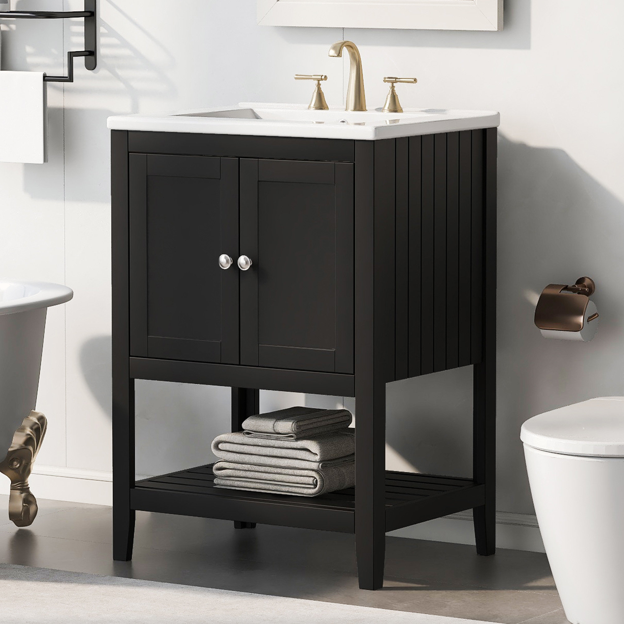 Lark Manor 24" Black Modern Sleek Bathroom Vanity Wayfair